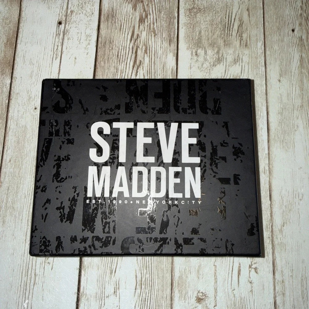 Steve Madden Trifold Wallet‎ Mens Black Genuine Leather RFID Protection NEW